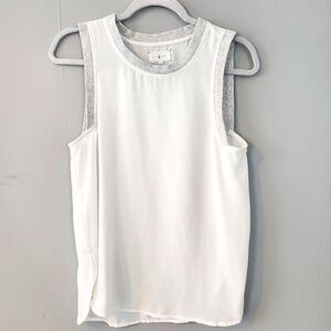 Lou & Grey Sleeveless Tank, White and Gray. SM. Twee Normal Minimalist Preppy